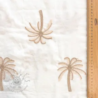 Katoenen stof VOILE EMBROIDERY Palm cream