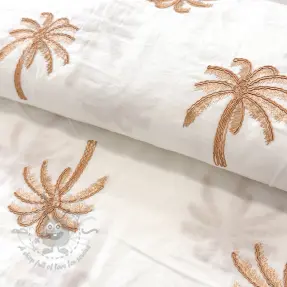Katoenen stof VOILE EMBROIDERY Palm naturals