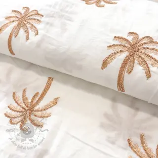 Katoenen stof VOILE EMBROIDERY Palm naturals