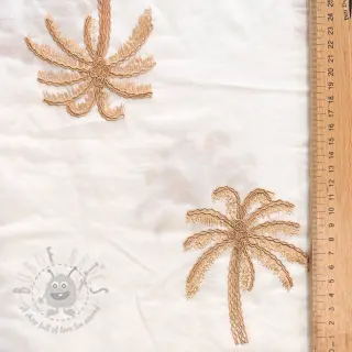 Katoenen stof VOILE EMBROIDERY Palm naturals