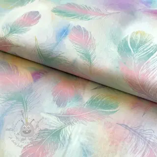 Katoenen stof VOILE Feathers digital print