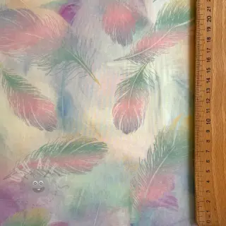 Katoenen stof VOILE Feathers digital print