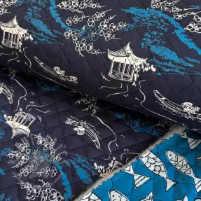 Katoenen stof QUILT DOUBLE SIDED Square design B