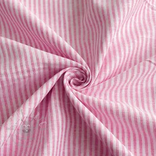 Linnen met katoen Stripe fuchsia