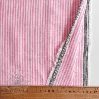 Linnen met katoen Stripe fuchsia