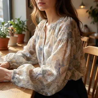 Katoenen stof VOILE Maritime digital print