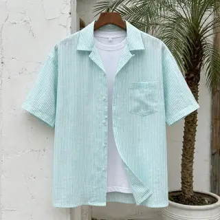 Ľan s bavlnou Stripe mint