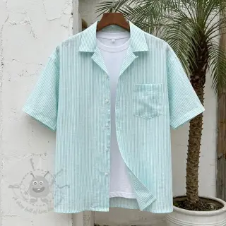 Linnen met katoen Stripe mint