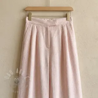 Linnen met katoen Stripe rose
