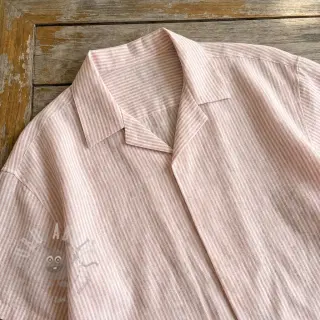 Linnen met katoen Stripe rose