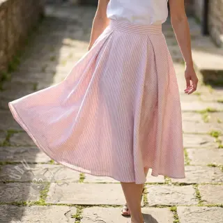 Linnen met katoen Stripe rose