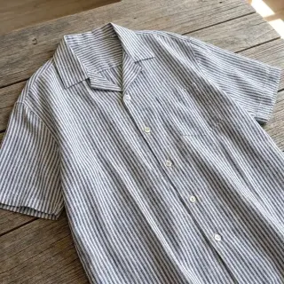 Ľan s bavlnou Stripe navy