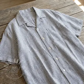 Linnen met katoen Stripe navy
