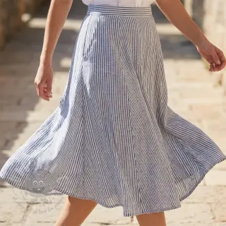 Linnen met katoen Stripe navy