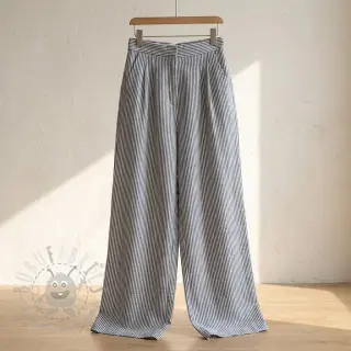 Linnen met katoen Stripe navy