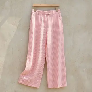 Ľan s bavlnou Stripe salmon