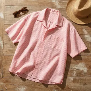 Ľan s bavlnou Stripe salmon