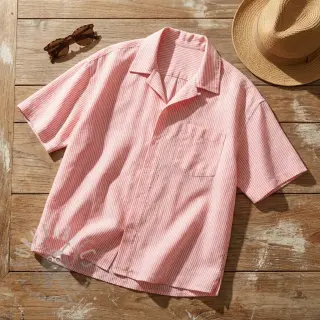 Linnen met katoen Stripe salmon
