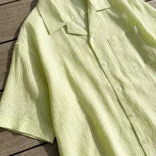 Ľan s bavlnou Stripe lime