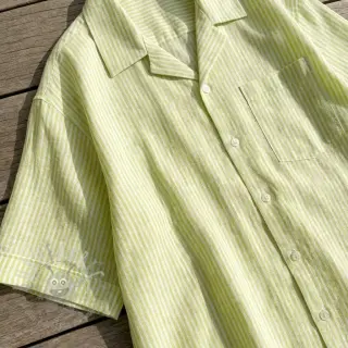 Linnen met katoen Stripe lime