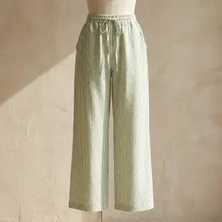 Ľan s bavlnou Stripe green