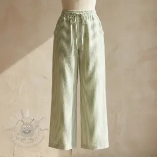Linnen met katoen Stripe green