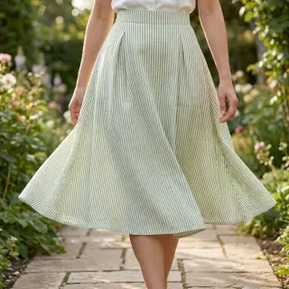 Ľan s bavlnou Stripe green