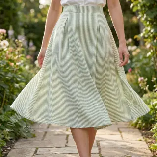 Linnen met katoen Stripe green