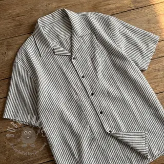 Linnen met katoen Stripe black