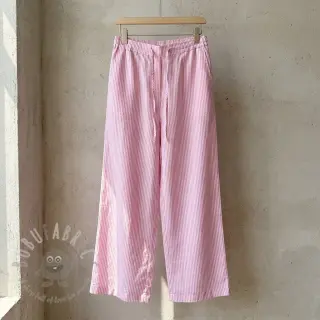 Linnen met katoen Stripe fuchsia