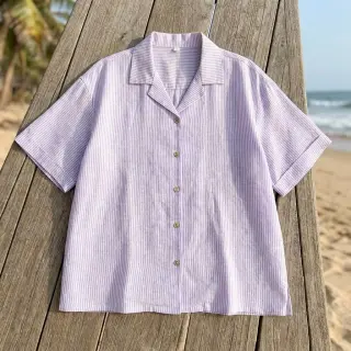 Ľan s bavlnou Stripe purple