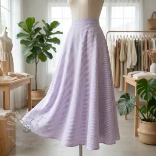 Linnen met katoen Stripe purple