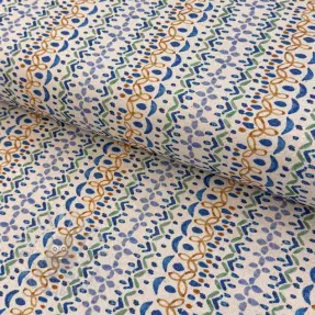 Decoratiestof Linenlook Blue pattern digital print