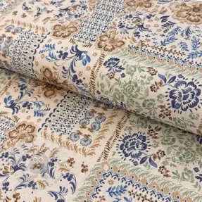 Decoratiestof Linenlook Blue heritage digital print