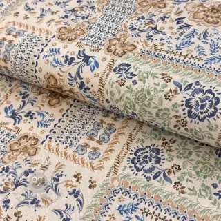 Decoratiestof Linenlook Blue heritage digital print