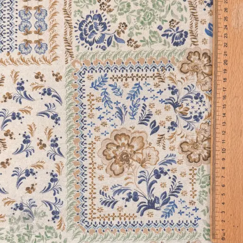 Decoratiestof Linenlook Blue heritage digital print