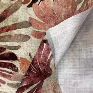 Decoratiestof SLUB Leaves burgundy digital print
