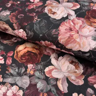 Decoratiestof SLUB Bouquet burgundy digital print