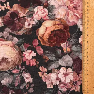 Decoratiestof SLUB Bouquet burgundy digital print