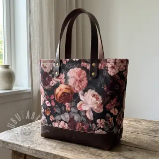 Decoratiestof SLUB Bouquet burgundy digital print
