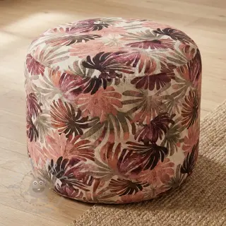 Decoratiestof SLUB Leaves burgundy digital print