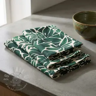 Decoratiestof Big leaves green digital print