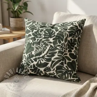 Decoratiestof Big leaves grey digital print
