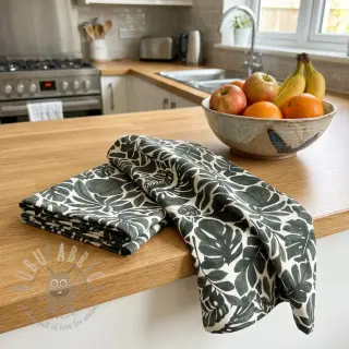 Decoratiestof Big leaves grey digital print