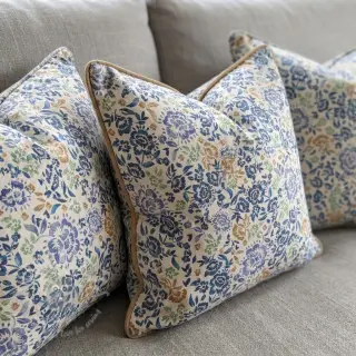 Decoratiestof Linenlook Blue roses digital print