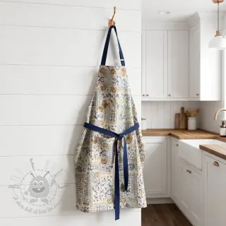Decoratiestof Linenlook Blue heritage digital print