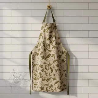 Decoratiestof Linenlook Leaves army green