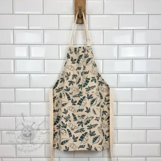 Decoratiestof Linenlook Leaves dark petrol