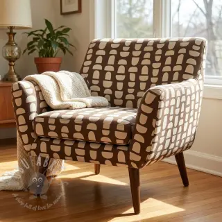 Decoratiestof Linenlook Abstract brown