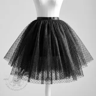Tule voor TUTU-rok DOTS black